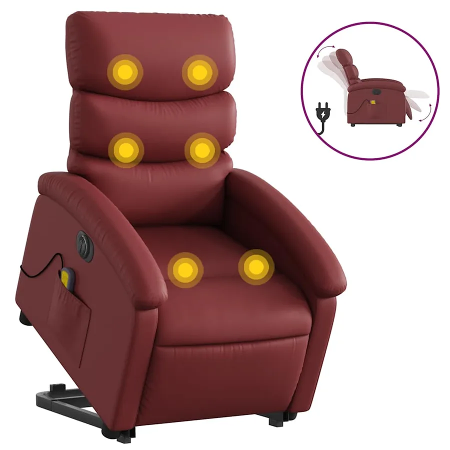 Fauteuil inclinable de massage électrique rouge bordeaux - 2