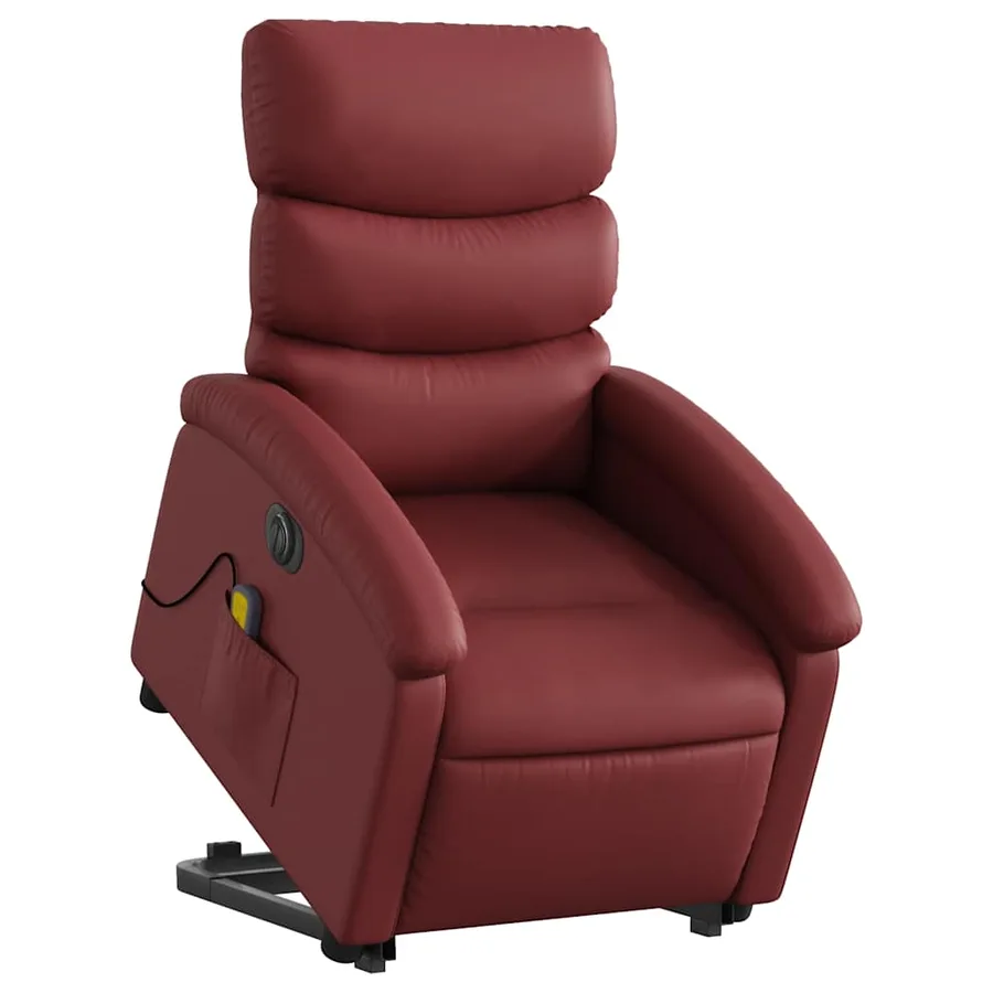 Fauteuil inclinable de massage électrique rouge bordeaux - 3