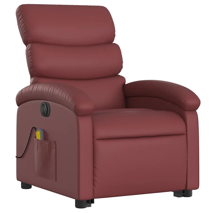 Fauteuil inclinable de massage électrique rouge bordeaux - 4