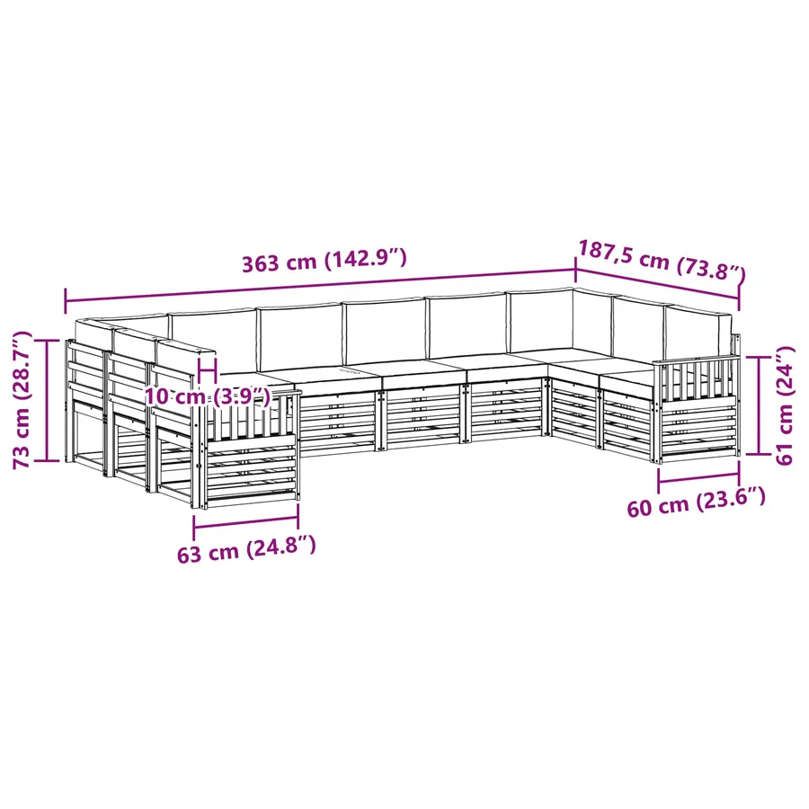 Ensemble de canapés d'extérieur 7 pcs Blanc et Crème - 8