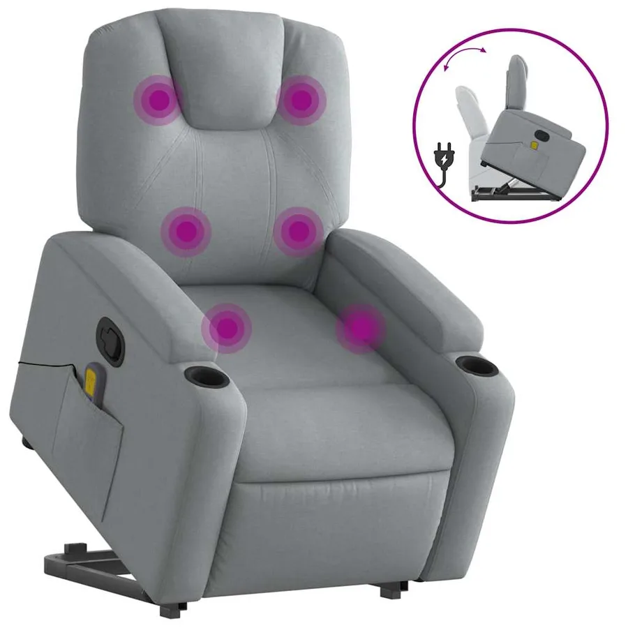 Fauteuil de massage inclinable Gris clair Tissu - 2