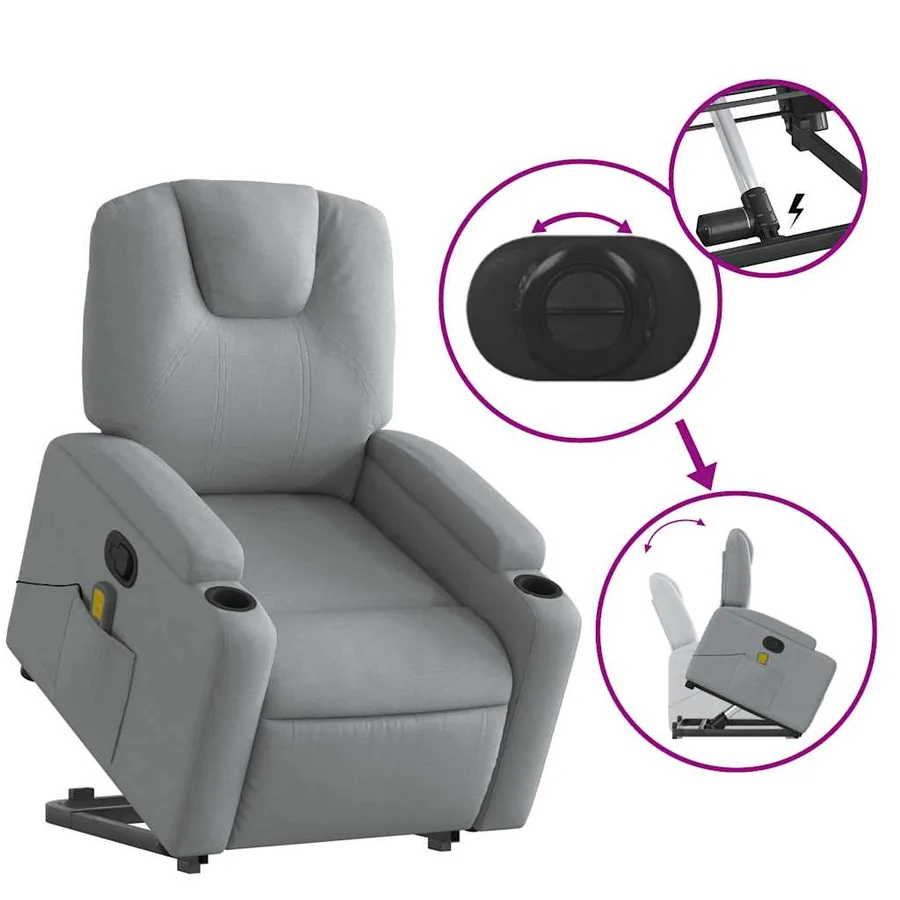 Fauteuil de massage inclinable Gris clair Tissu - 6