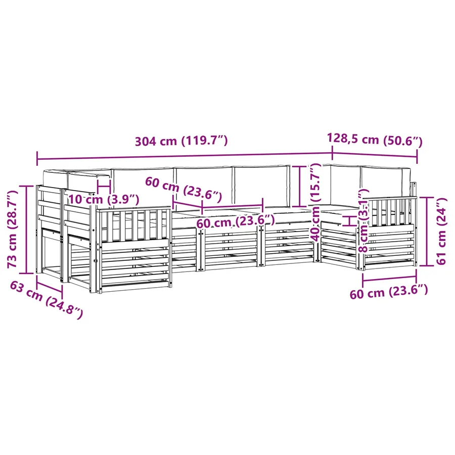 Ensemble de canapés d'extérieur 6 pcs Blanc et gris clair - 7