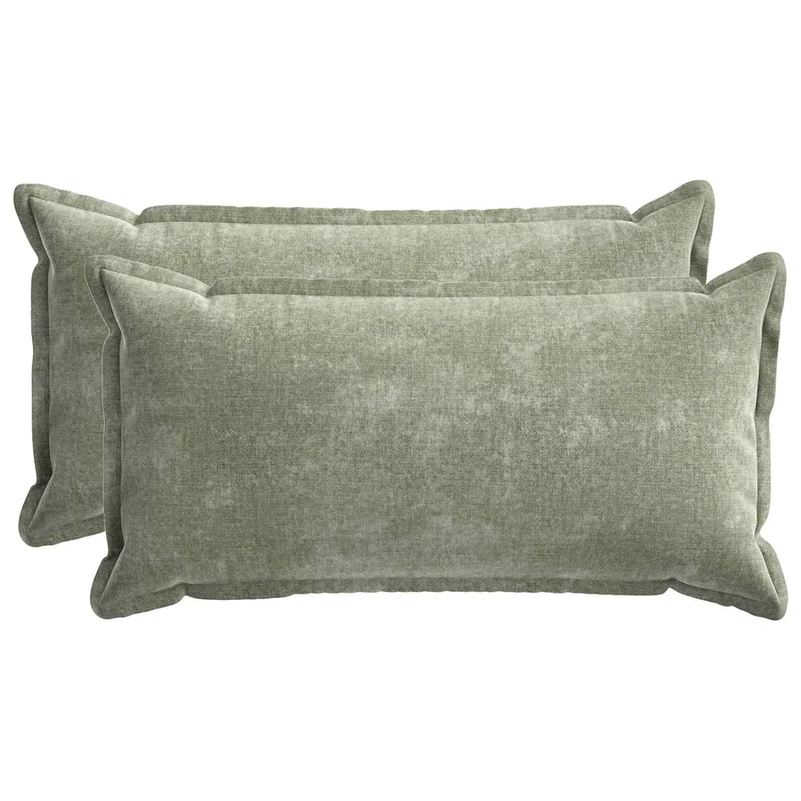Housse de coussin 2 pcs HOUTEN Vert 40 x 80 cm Tissu Chenille