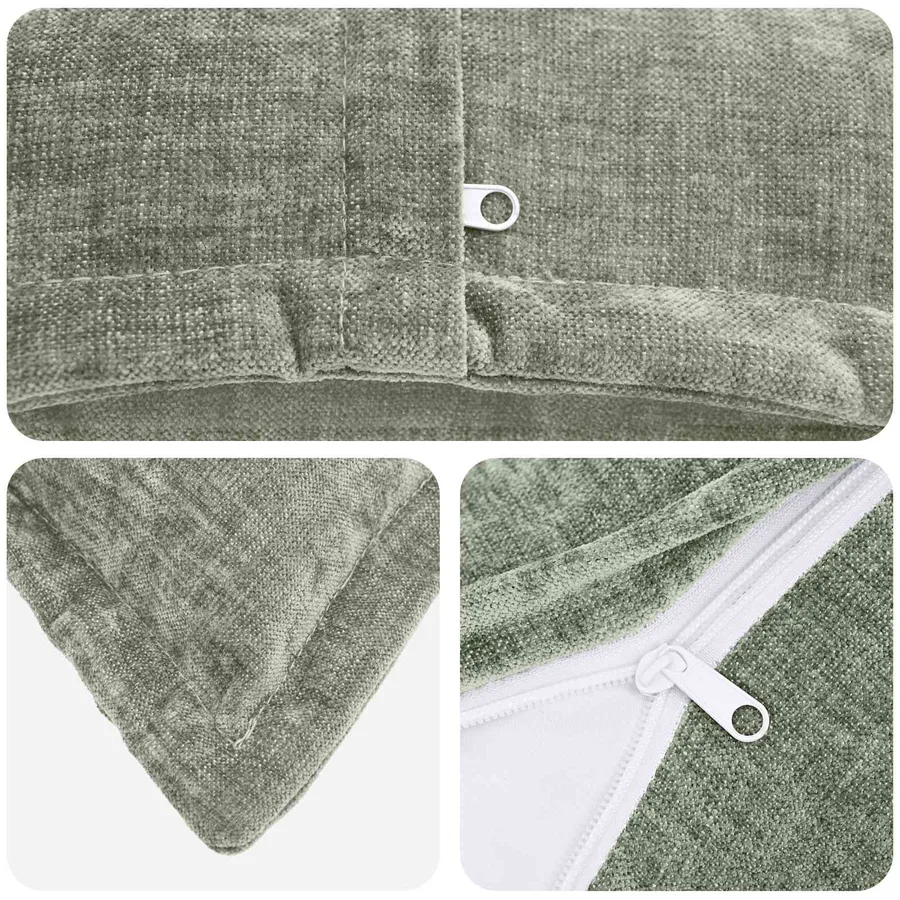 Housse de coussin 2 pcs HOUTEN Vert 40 x 80 cm Tissu Chenille - 4