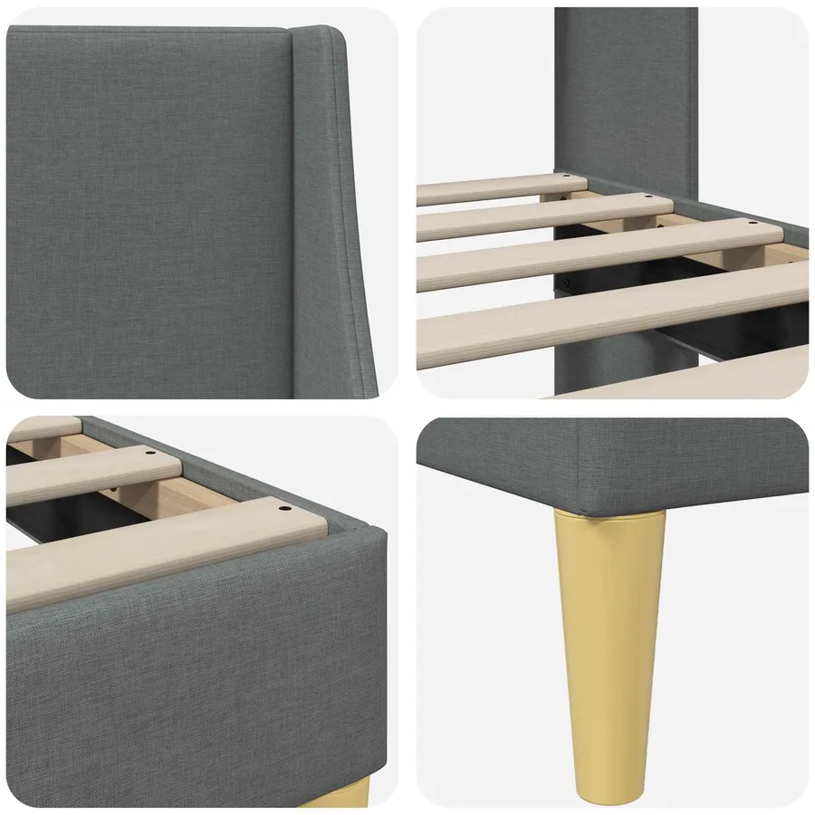 Cadre de lit avec tête de lit Gris foncé 183 x 213 cm Tissu - 7