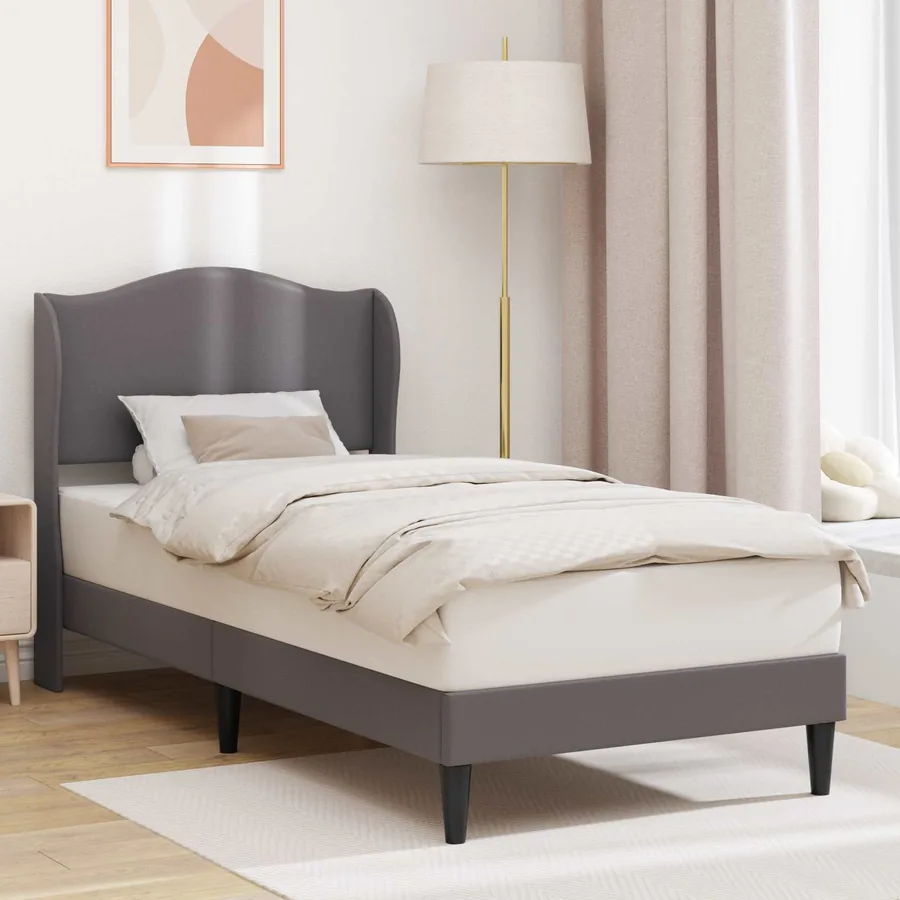 Cadre de lit avec tête de lit Gris 100 x 200 cm Simili cuir