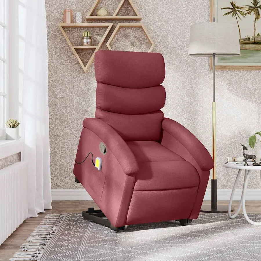 Fauteuil inclinable de massage Rouge bordeaux Tissu - 15