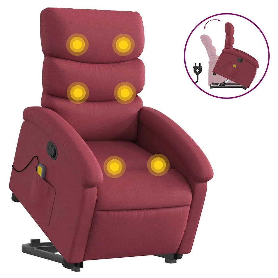 Fauteuil inclinable de massage Rouge bordeaux Tissu - 2