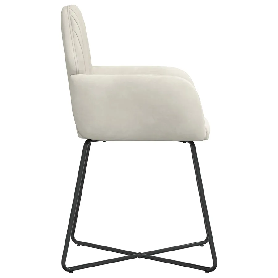 Chaises de salle à manger 4 pcs Velours Crème 55 x 50 x 84 cm - 3
