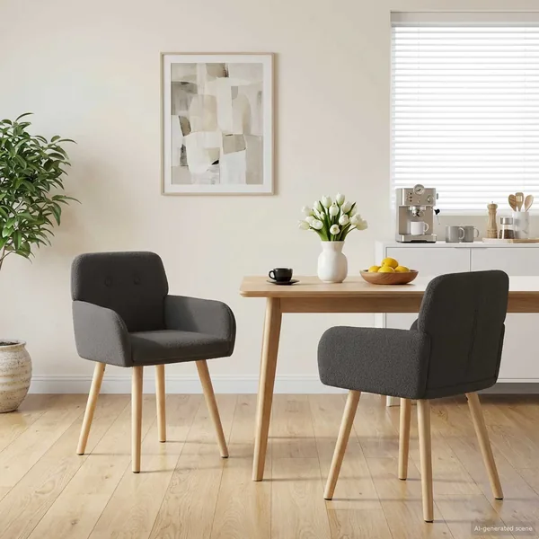 Chaises de salle à manger 2 pcs Bouclé Gris foncé
