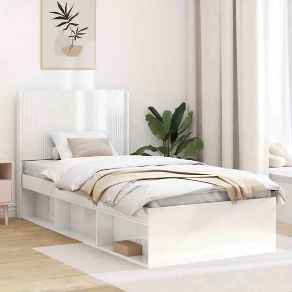 Tête de lit Blanc brillant Bois d'ingénierie