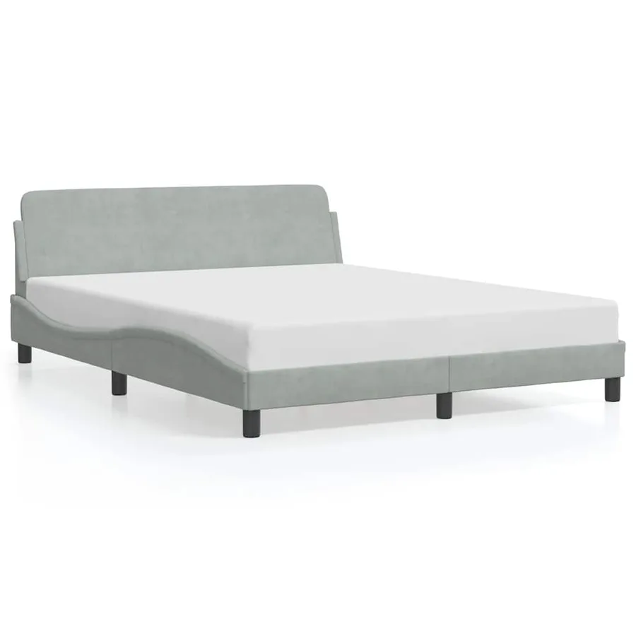 Cadre de lit Dover gris clair 152x203 cm velours - 2