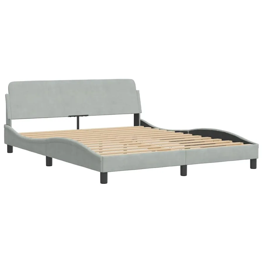 Cadre de lit Dover gris clair 152x203 cm velours - 3