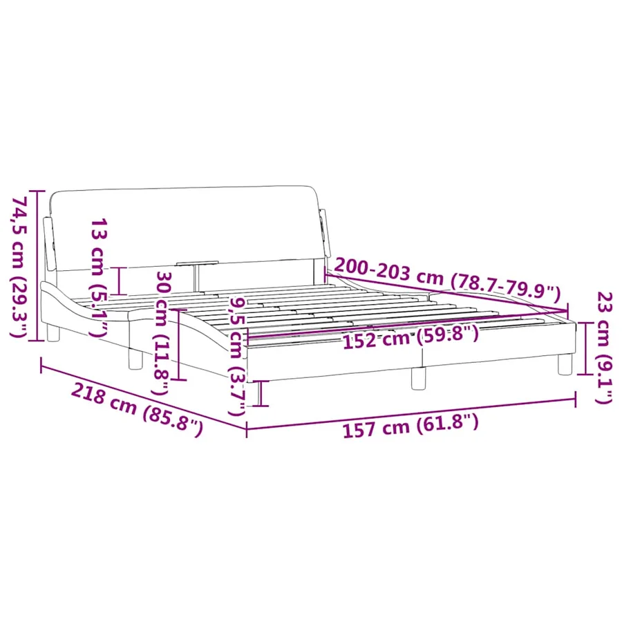 Cadre de lit Dover gris clair 152x203 cm velours - 9