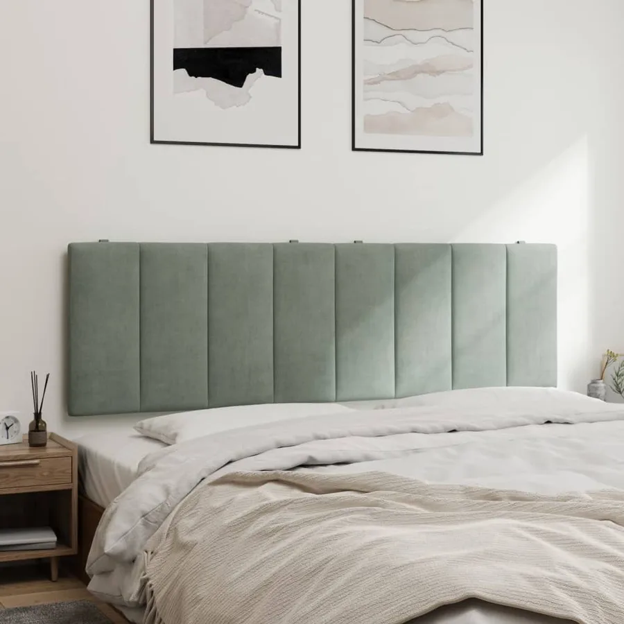 Coussin de tête de lit Hanko gris clair 152 cm velours - 4