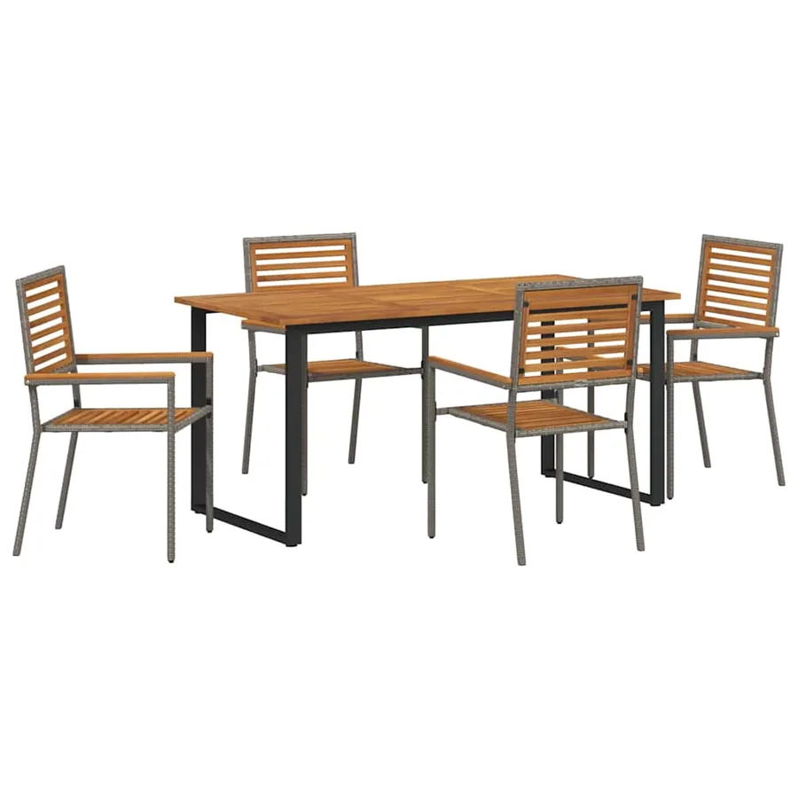 Ensemble de salle à manger pour jardin 5 pcs Gris - 2