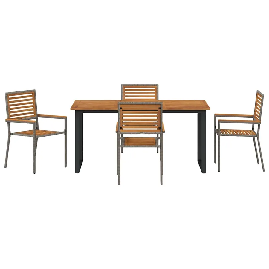 Ensemble de salle à manger pour jardin 5 pcs Gris - 7