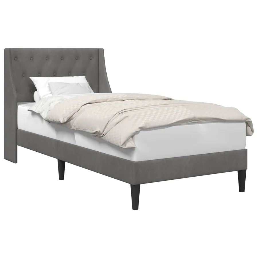 Cadre de lit avec tête de lit Gris foncé 100 x 203 cm Velours - 2