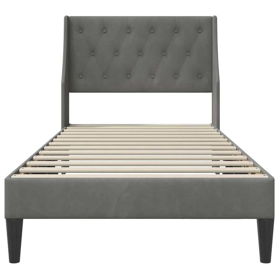 Cadre de lit avec tête de lit Gris foncé 100 x 203 cm Velours - 4