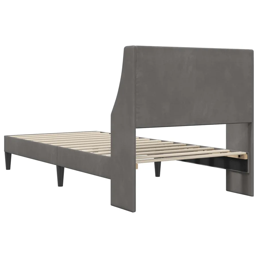 Cadre de lit avec tête de lit Gris foncé 100 x 203 cm Velours - 6