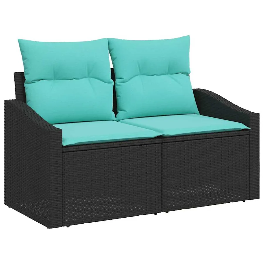 Ensemble de canapé de jardin avec coussin 9 pcs Noir polyrotin - 4