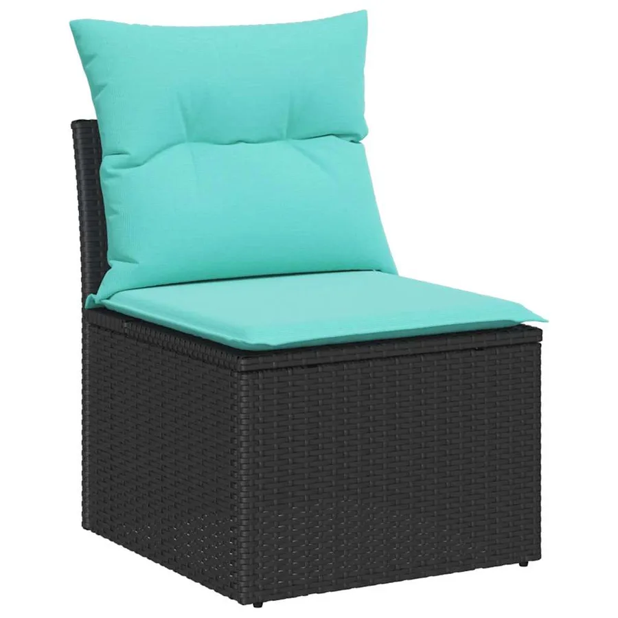 Ensemble de canapé de jardin avec coussin 9 pcs Noir polyrotin - 5