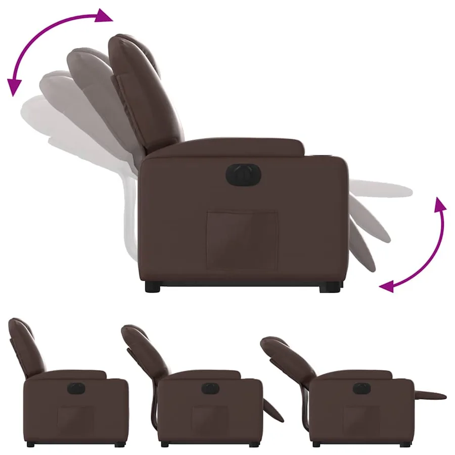 Fauteuil inclinable électrique marron similicuir - 7