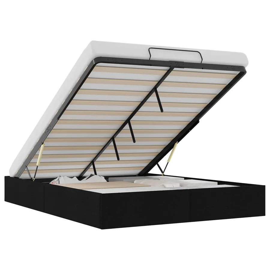 Cadre de lit ottoman Noir Lit double classique Tissu - 2