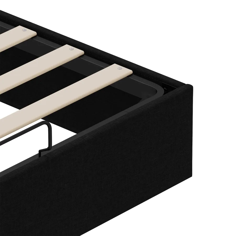 Cadre de lit ottoman Noir Lit double classique Tissu - 8