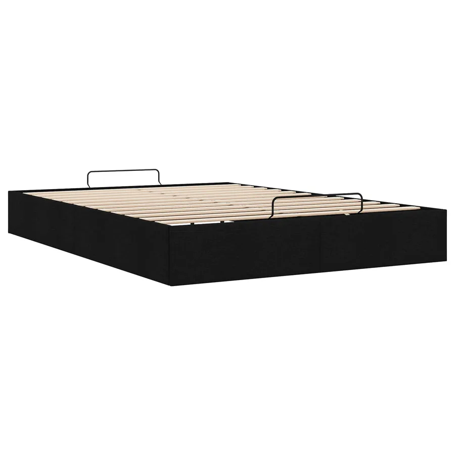 Cadre de lit ottoman Noir Lit double classique Tissu - 9