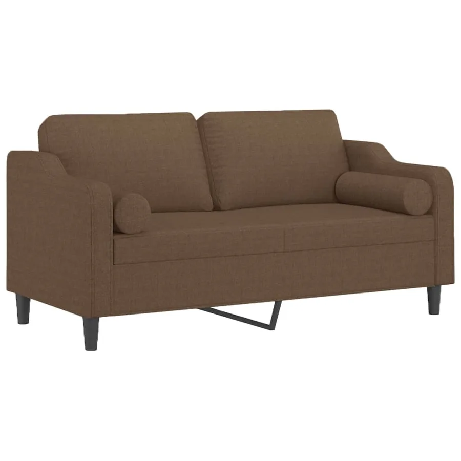 Canapé 2 places avec oreillers décoratifs marron 140 cm tissu - 3