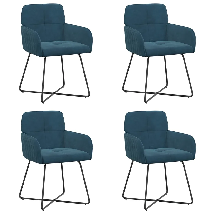 Chaises de salle à manger 4 pcs Velours Bleu 59 x 56,5 x 86 cm - 2