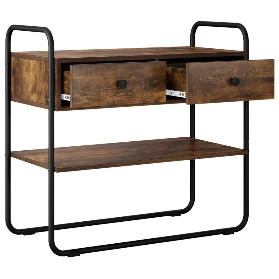Table console Chêne fumé 100 x 40 x 75 cm Bois d'ingénierie - 4