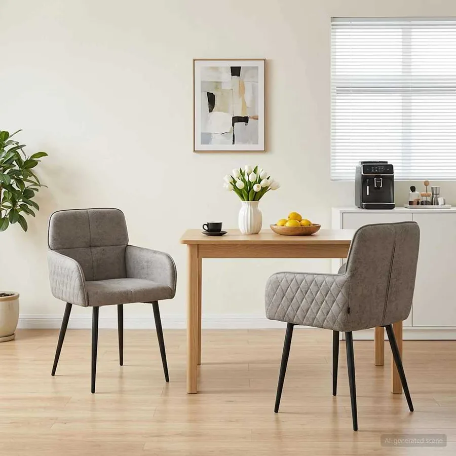 Chaises de salle à manger 2 pcs Simili daim Gris clair