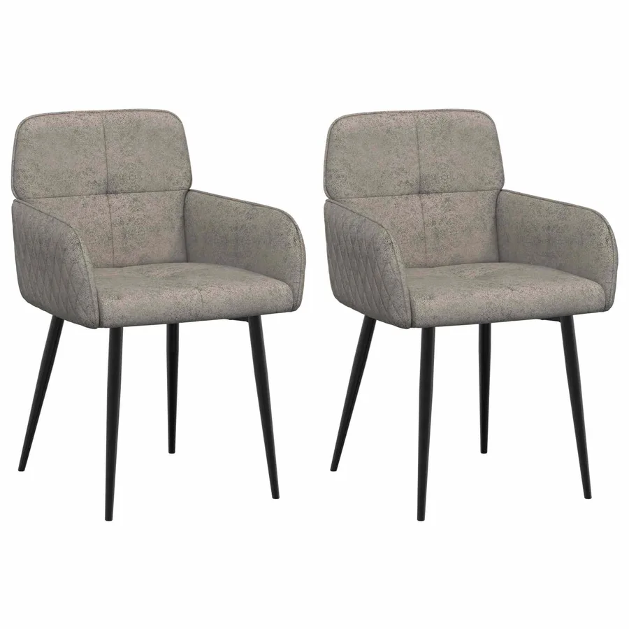 Chaises de salle à manger 2 pcs Simili daim Gris clair - 2