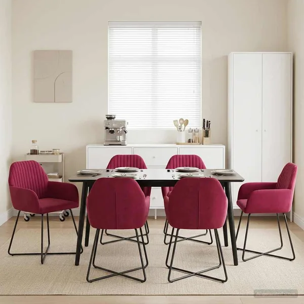 Chaises de salle à manger 6 pcs Velours Bordeaux