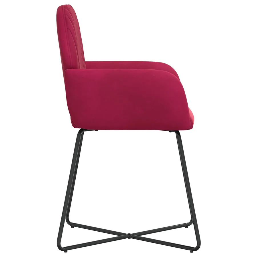 Chaises de salle à manger 6 pcs Velours Bordeaux - 4