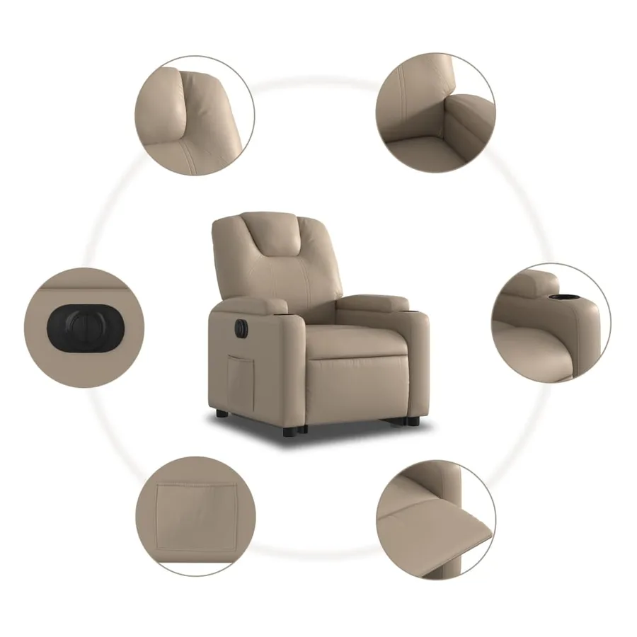 Fauteuil inclinable électrique cappuccino similicuir - 8