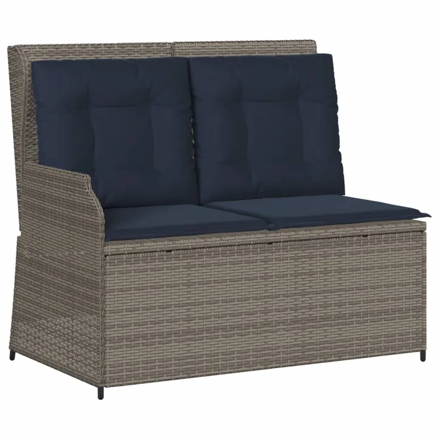 Banc inclinable de jardin avec coussins gris résine tressée - 2