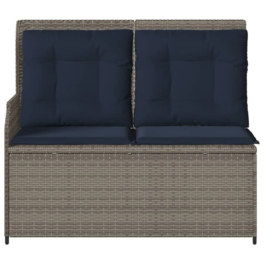 Banc inclinable de jardin avec coussins gris résine tressée - 4