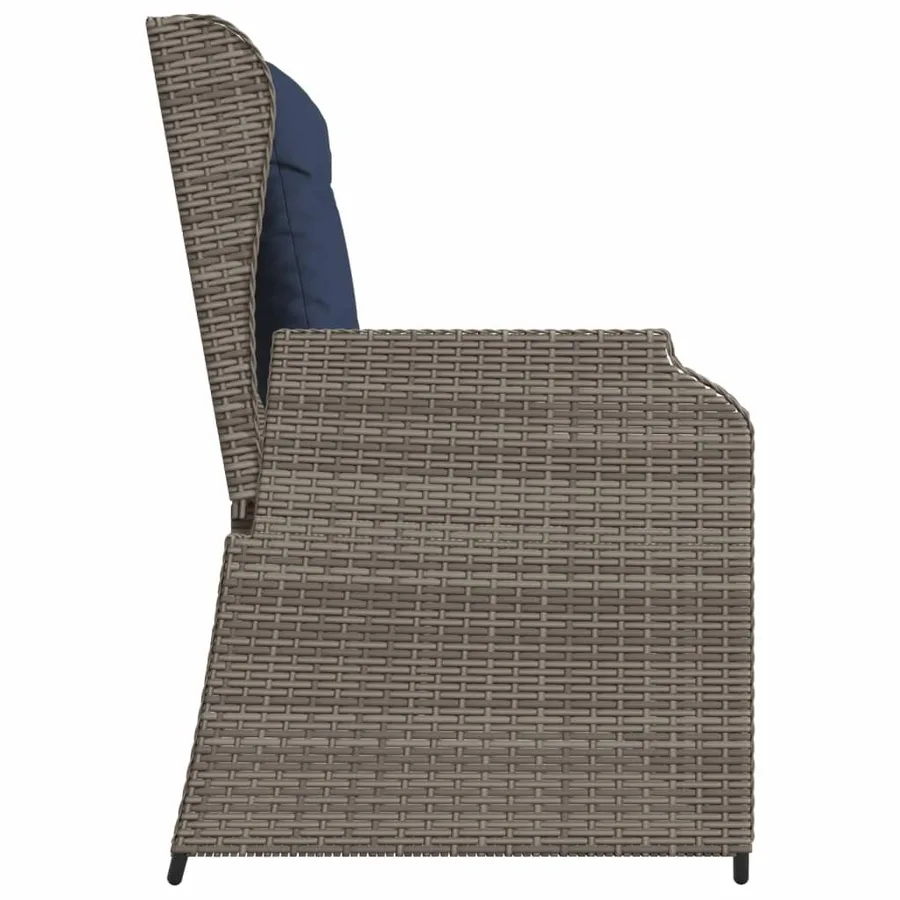 Banc inclinable de jardin avec coussins gris résine tressée - 5