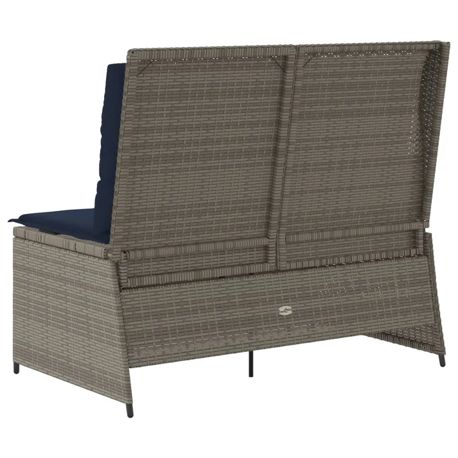 Banc inclinable de jardin avec coussins gris résine tressée - 6