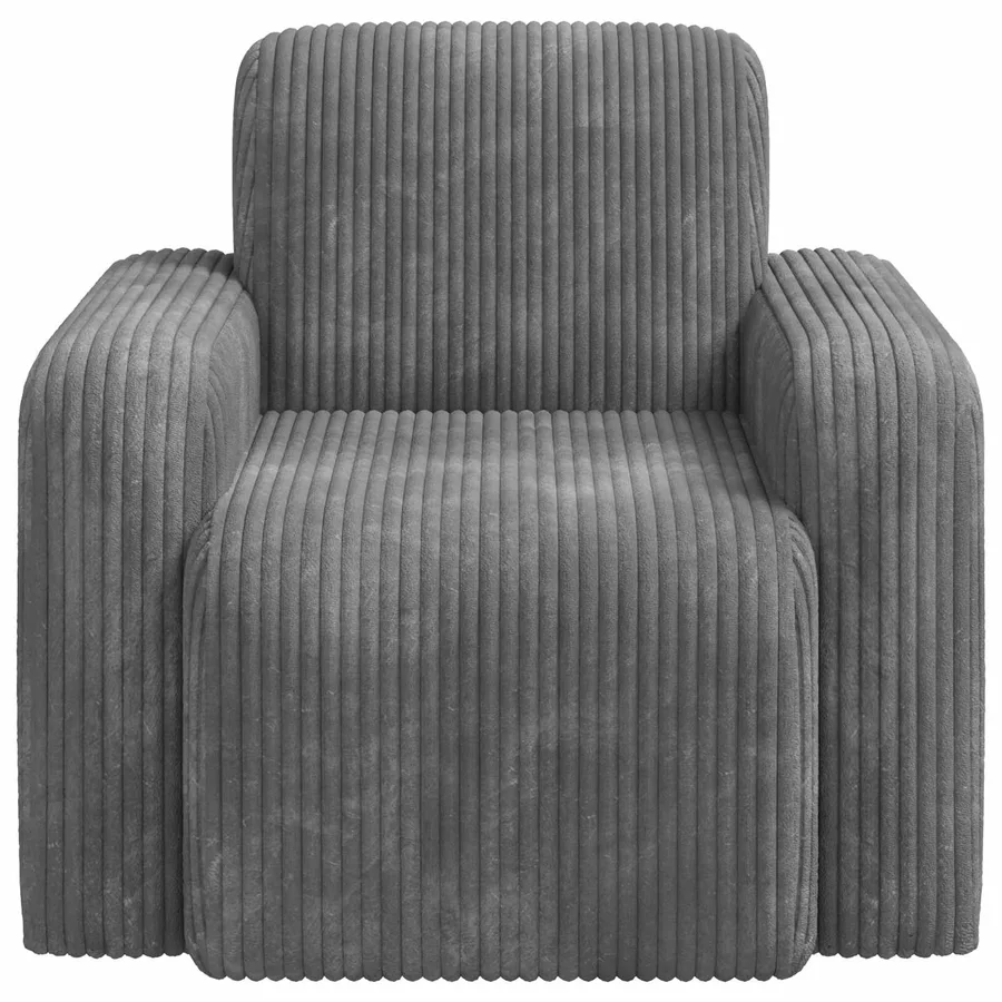 Fauteuil Gris clair velours côtelé - 3