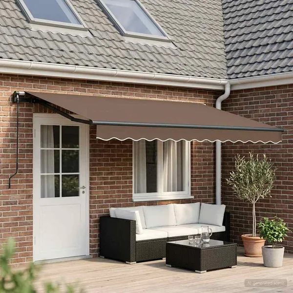 Auvent rétractable Taupe 500 × 300 cm Polyester et Aluminium