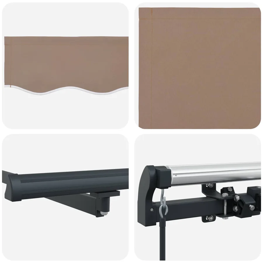 Auvent rétractable Taupe 500 × 300 cm Polyester et Aluminium - 4
