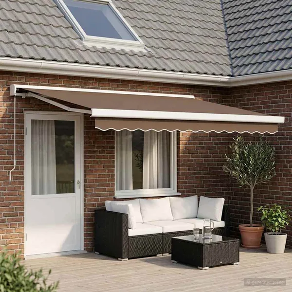 Auvent rétractable Taupe 500 × 300 cm Toile et Aluminium