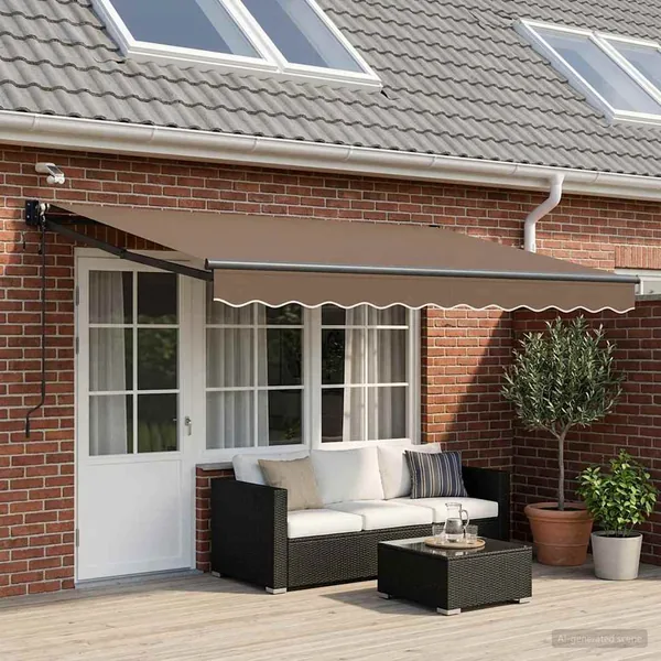 Auvent rétractable électrique Taupe 100% Polyester et Aluminium