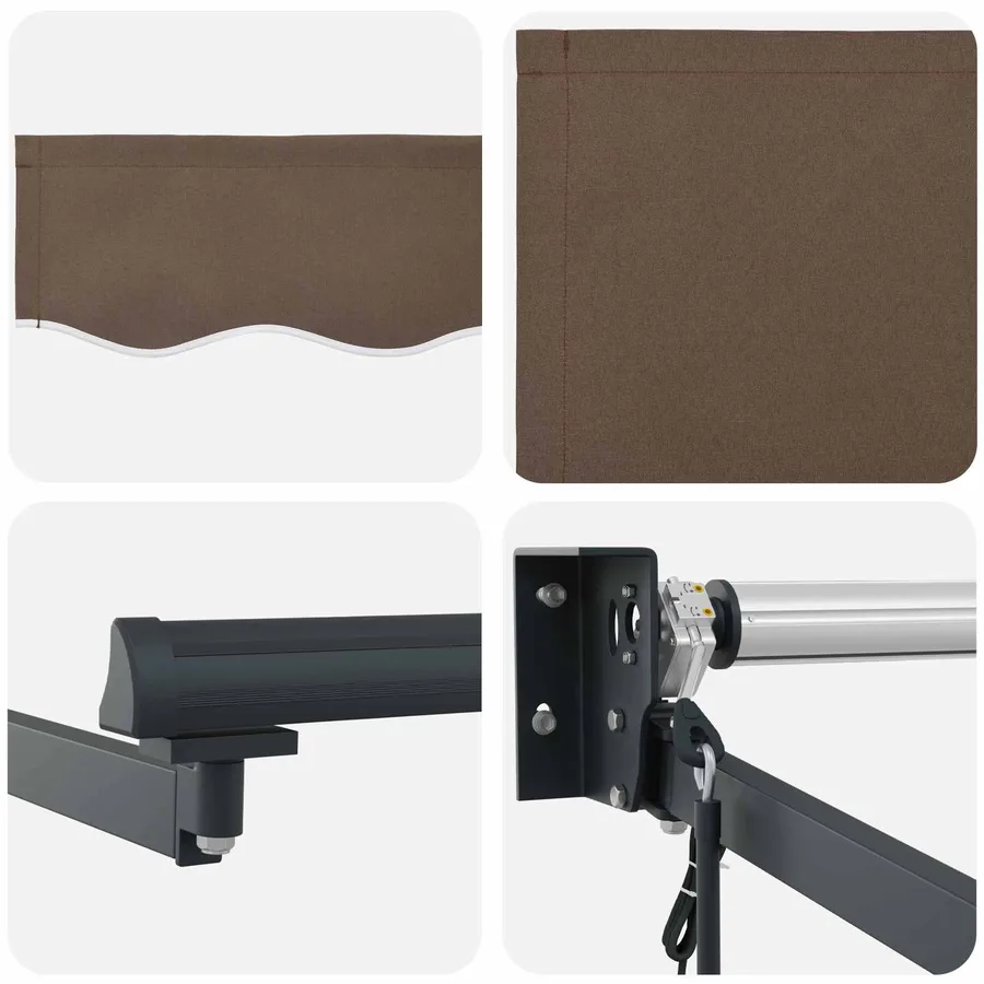 Auvent rétractable électrique Taupe 100% Polyester et Aluminium - 6
