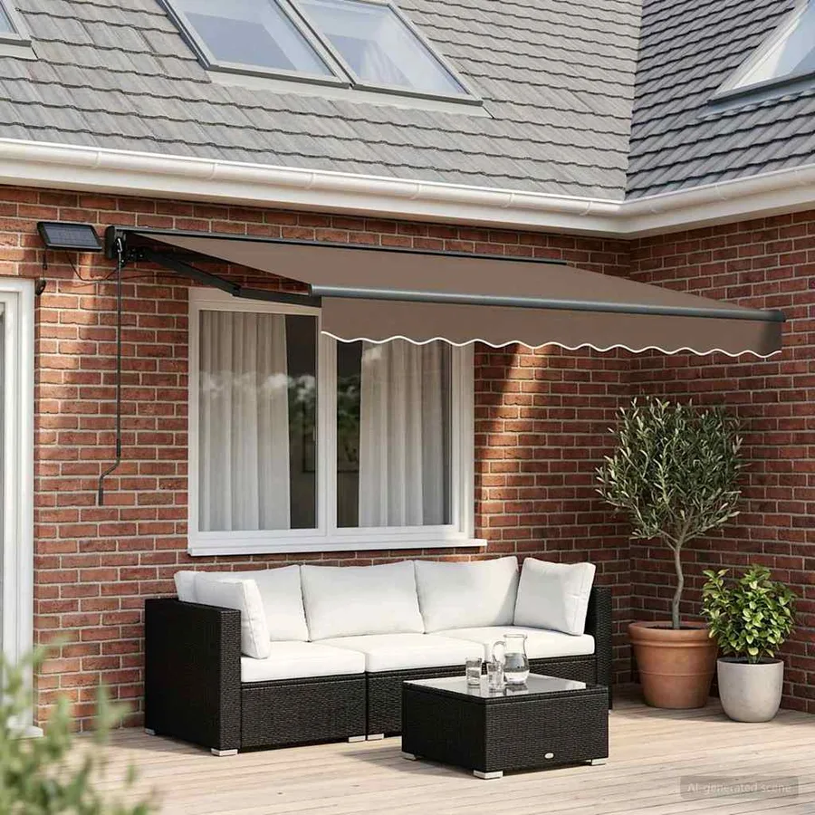 Cadre de store manuel avec LEDs Taupe 3,5 x 2 m - 3